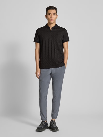 BOSS Green Koszulka polo kroju relaxed fit z fakturowanym wzorem model ‘MIRROR’ Czarny 1