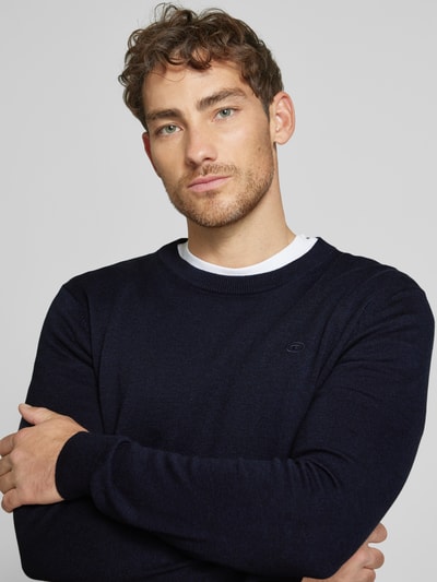 Tom Tailor Regular Fit Strickpullover aus reiner Baumwolle mit Rundhalsausschnitt Dunkelblau 3