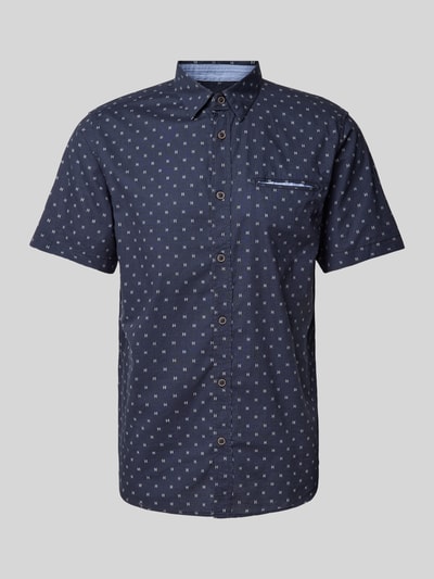 Tom Tailor Regular fit vrijetijdsoverhemd met all-over motief Donkerblauw - 2