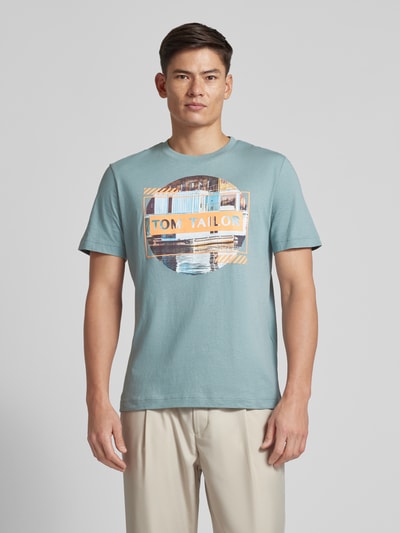 Tom Tailor T-shirt met labelprint Mintgroen - 4