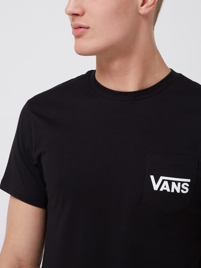 Vans T-shirt o kroju slim fit z kieszenią na piersi  Czarny 3