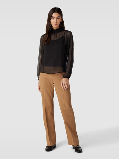 Vero Moda Semi-transparant blouseshirt met opstaande kraag, model 'RHEA' Zwart - 1