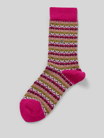 Burlington Socken mit Label-Detail Modell 'Fair Isle' Pink 1