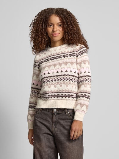 Only Regular Fit Strickpullover mit winterlichem Muster Modell 'MONTANA' Hellrosa Melange 4