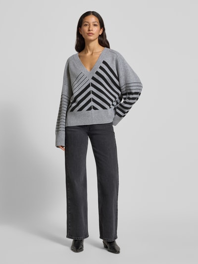 BOSS Relaxed Fit Strickpullover aus Schurwoll-Kaschmir-Mix Modell 'FUTALI' Mittelgrau 1