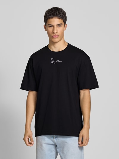 KARL KANI T-shirt met labelstitching en ronde hals Zwart - 4
