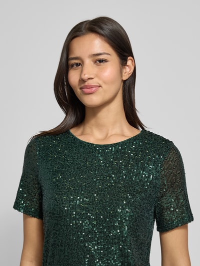 Apricot T-Shirt mit Paillettenbesatz Gruen 3