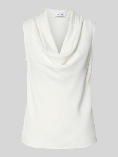 Productfoto, Top met watervalhals van comma, regular fit, viscose-elastaanmix in effen wit, ruglengte maat 36: 56 cm
