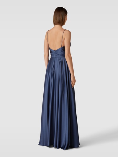 Unique Abendkleid in Wickel-Optik Rauchblau 5