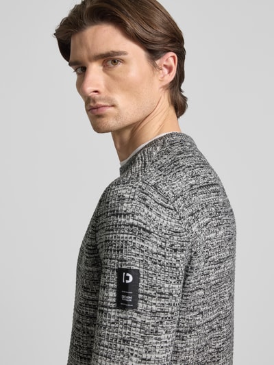 Tom Tailor Denim Sweter z dzianiny kroju regular fit z mieszanki bawełny Czarny 3