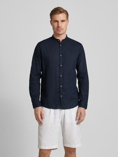 Tom Tailor Regular fit vrijetijdsoverhemd met maokraag Marineblauw - 4