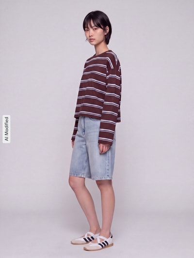 ONLY Relaxed Fit Langarmshirt aus reiner Baumwolle Modell 'FREJA' Schoko 1