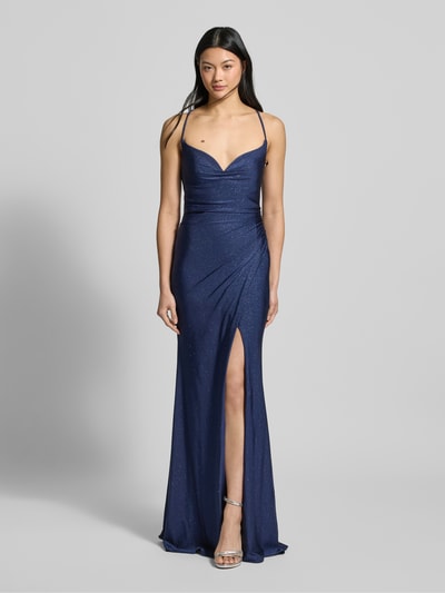 Luxuar Abendkleid mit Herz-Ausschnitt Marine 4