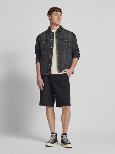 REVIEW Jeansjack met strookzakken Zwart - 1
