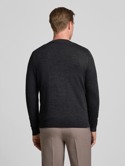 Christian Berg Men Strickpullover aus Merino-Mix mit V-Ausschnitt Anthrazit Melange 5