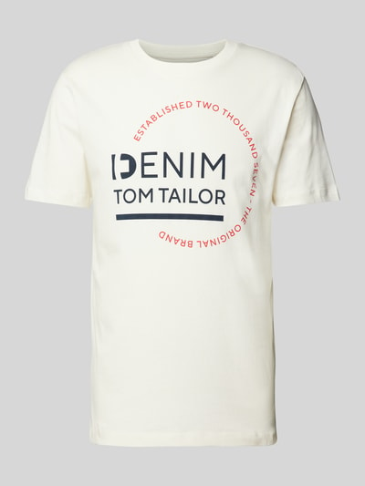 Tom Tailor Denim T-shirt met ronde hals Offwhite - 2