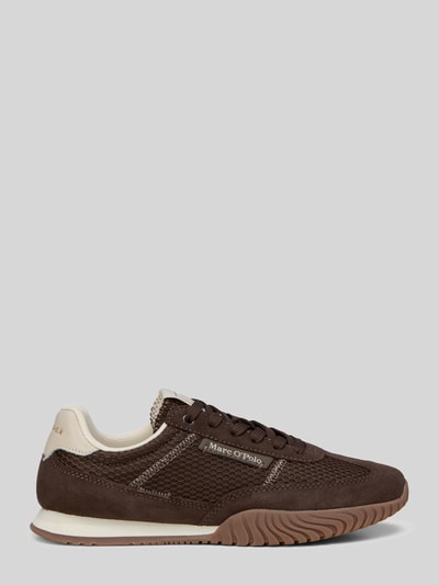 Produktfoto, Low Top Sneaker Modell 'Gustafina' von Marc O'Polo, dwukolorowy, nosek buta zaokrąglony, płaska podeszwa, z napisem z logo, wiązanie, materiał: mieszanka skóry i poliestru