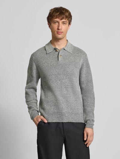 Redefined Rebel Strickpullover mit Polokragen Modell 'NIXON' Hellgrau Melange 4