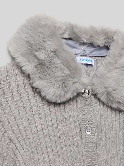 Mayoral Strickjacke mit Kunstfellbesatz Mittelgrau Melange 2