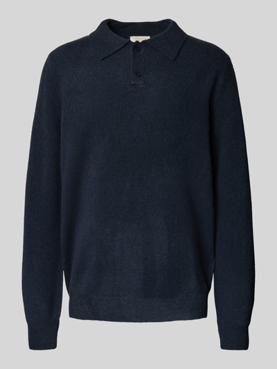 Forét Regular Fit Poloshirt aus Woll-Mix mit Knopfleiste Dunkelblau 2