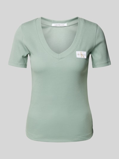 Calvin Klein Jeans T-shirt in labelpatch Rietgroen - 2