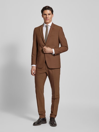 Roy Robson Slim Fit Anzug aus Schurwoll-Mix mit Pin am Revers Hellbraun 1