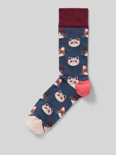 DillySocks Socken mit Motiv-Stitching Modell 'Sky Kitten' Marine 1