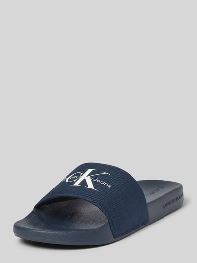 CK Calvin Klein Slides mit Label-Print Marine 1