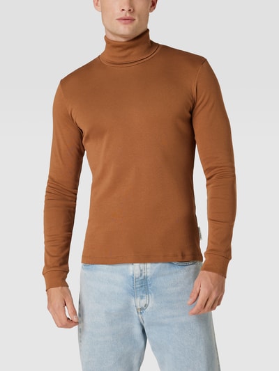 Marc O'Polo Longsleeve mit Rollkragen Modell 'Seasonal' Dunkelbraun 4