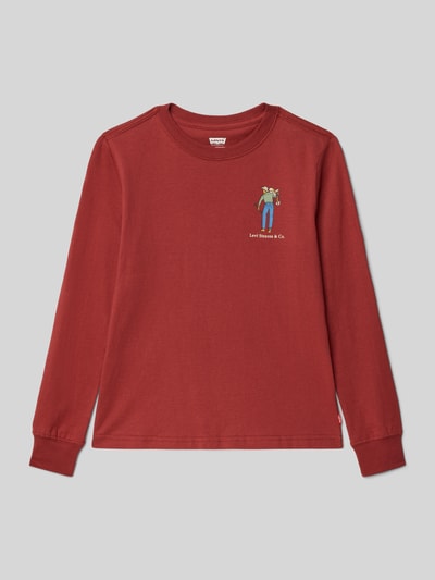 Levi’s® Kids Bluzka z długim rękawem i nadrukiem z logo Bordowy 1