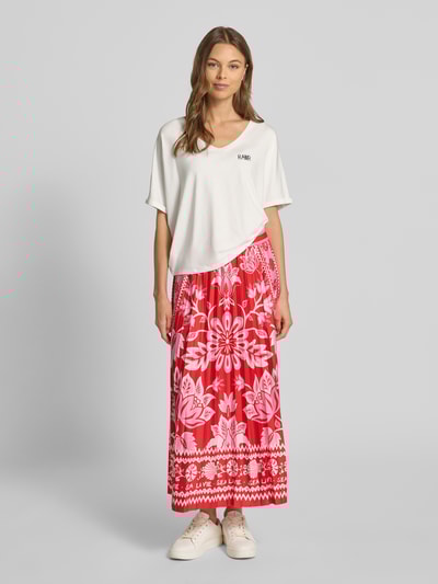 Oui Boxy fit T-shirt met V-hals Wit - 1