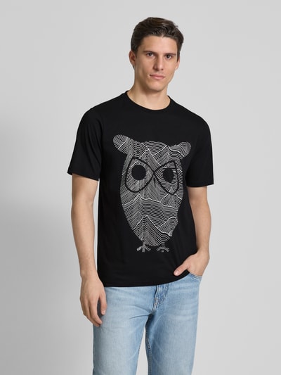 Knowledge Cotton Apparel T-Shirt mit Motiv-Print Black 4