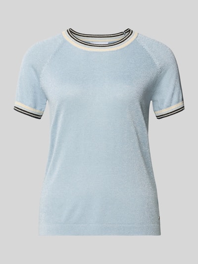 Produktfoto, Regular Fit T-Shirt aus Viskose-Mix in Strick-Optik von Jake*s Collection in Hellblau mit Rundhalsausschnitt und elastischen Abschlüssen