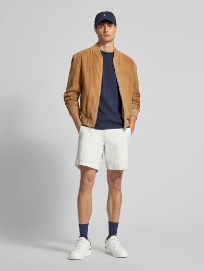 Gant Regular fit T-shirt met labelstitching en ronde hals Donkerblauw - 1