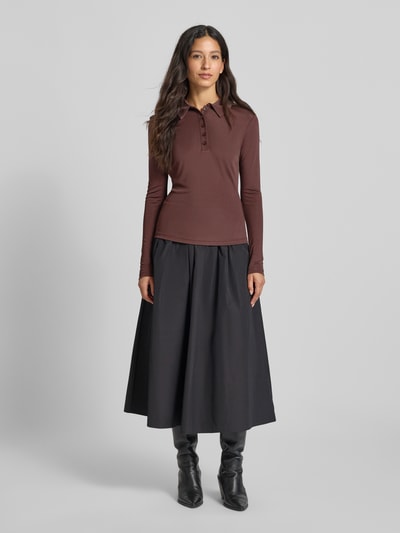 HUGO Slim fit shirt met lange mouwen van pure viscose, model 'DAROSEVIL' Chocoladebruin - 1