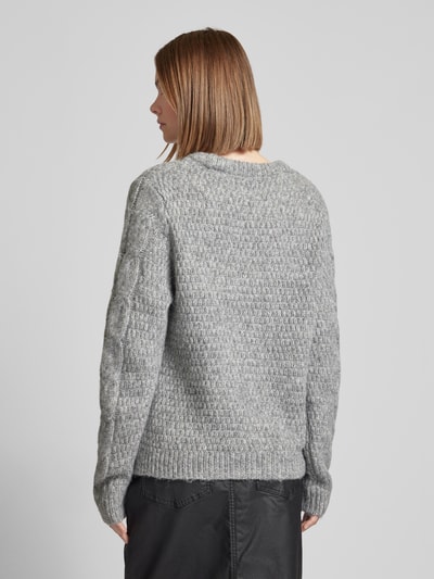 Pieces Gebreide pullover met kabelmotief, model 'NINA' Grafiet - 5