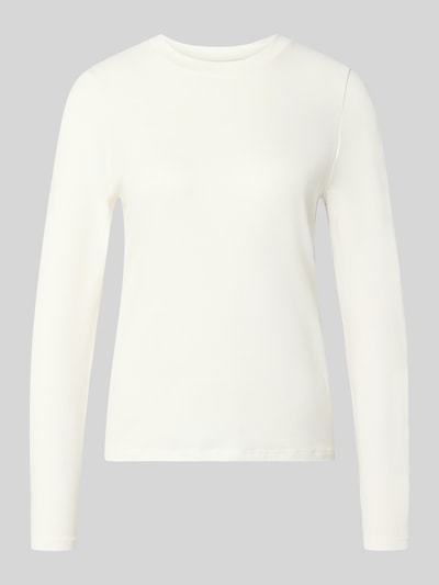 Productfoto, Regular Fit pyjamabovendeel uit katoenmix van SCHIESSER in crème, lang mouw, ronde hals, dames pyjama, gladde textuur
