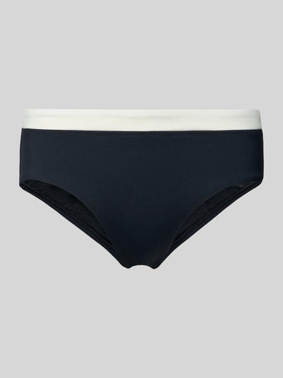Produktfoto, Bikini-Slip mit elastischem Bund Modell 'Blanca Beach' von JOOP! Collection, dunkelblau mit weißem Bund, glatte Struktur