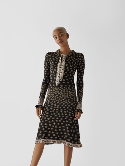 Paco Rabanne Midikleid mit Schluppe Schwarz 4