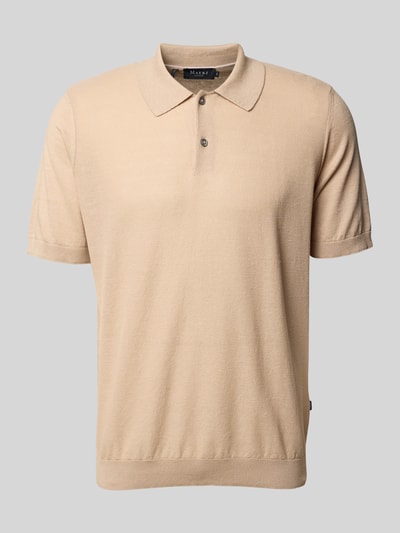 MAERZ Muenchen Regular Fit Poloshirt aus Baumwoll-Leinen-Mix Sand 1