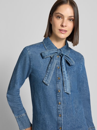 zero Bluzka koszulowa o kroju relaxed fit z czystej bawełny z tkaniny stylizowanej na denim Jasnoniebieski 3