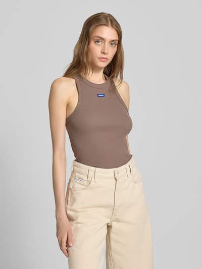 Hugo Blue Tanktop met labelbadge, model 'Easy' Roodbruin - 4