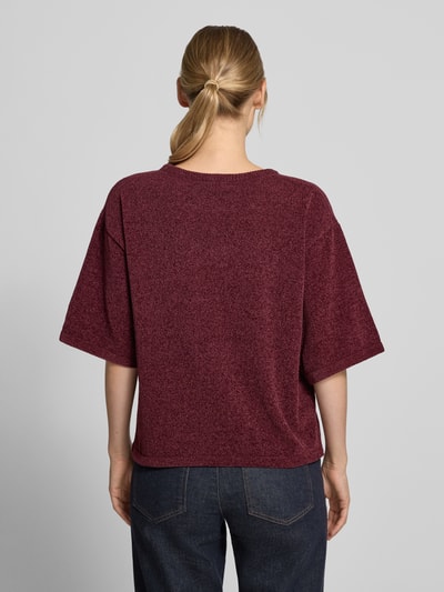 FREE/QUENT t-shirt o kroju relaxed fit w imitacji dzianiny model 'Tempo' Bordowy 5