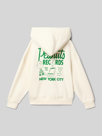 Productfoto, Regular Fit Hoodie aus katoenmix model 'PEANUTS' van Only & Sons, kinderen, peanuts®-print, sweatstructuur, kleur crème, geribde rompzoom en mouwboorden