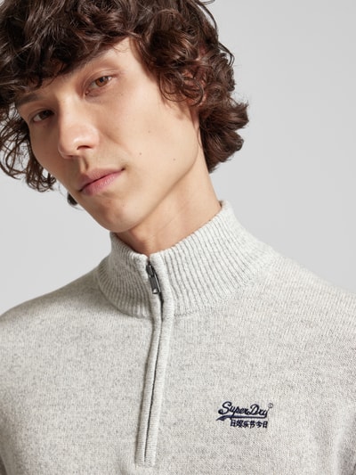 Superdry Gebreide pullover met opstaande kraag Lichtgrijs - 3