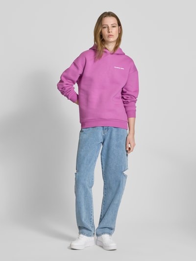 Colourful Rebel Relaxed Fit Hoodie mit Label-Detail Fuchsia 1