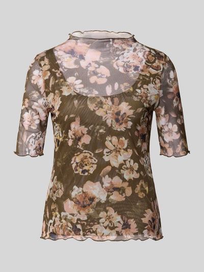 Zero T-shirt o kroju slim fit ze stójką i zrolowanym brzegiem Khaki 2