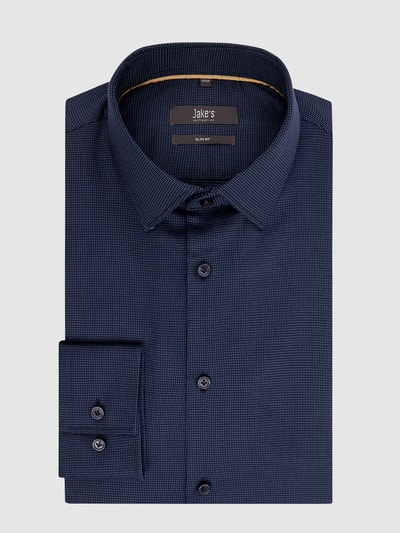 Jake*s Slim Fit Zakelijk overhemd met all-over motief Marineblauw - 2