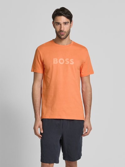 BOSS T-shirt met labelprint Oranje - 4