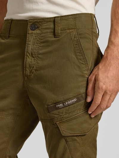 PME Legend Cargobroek met labeldetail en klepzakken, model 'Nordrop' Olijfgroen - 3